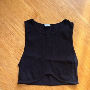 Zara Black Ribbed Shaped Tank Crop